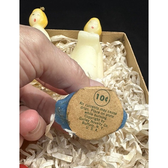 Vintage Christmas CANDLE LOT GURLEY TAVERN Mushroom FIGURE Cute! In Box 6C - Picture 3 of 12